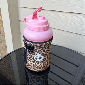 HydroJug Pink with Leopard Print Sleeve